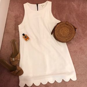 ELEGANT WHITE SCALLOP DRESS